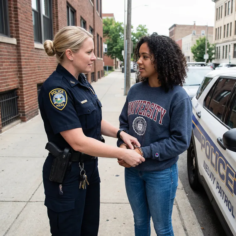 Blonde Police Officer Arresting College Student | Law Enforcement Interaction