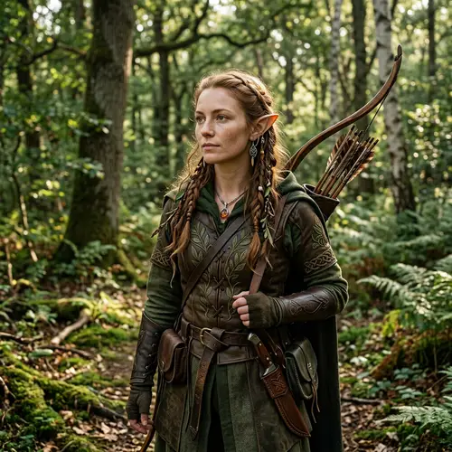 Realistic Elf Character Design with Armor and Weapon