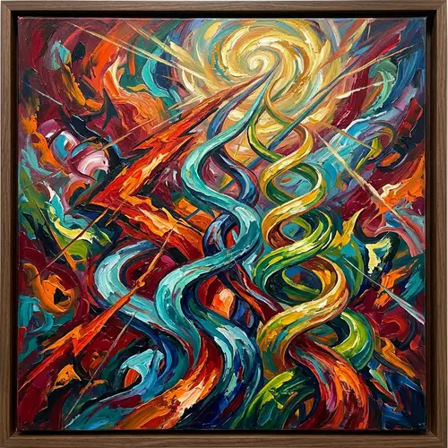 Dynamic Abstract Oil Painting Depicting Leadership | Artistic Vision