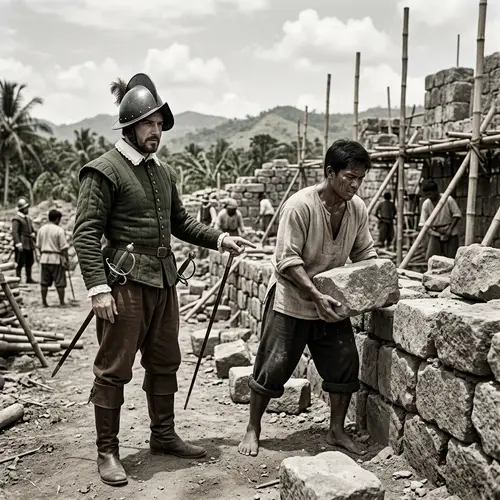 Colonization of the Philippines: Spanish Overseer and Filipino Laborer