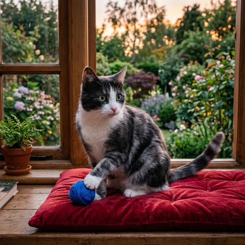 Adorable Cat with Green Eyes and Unique Fur Pattern