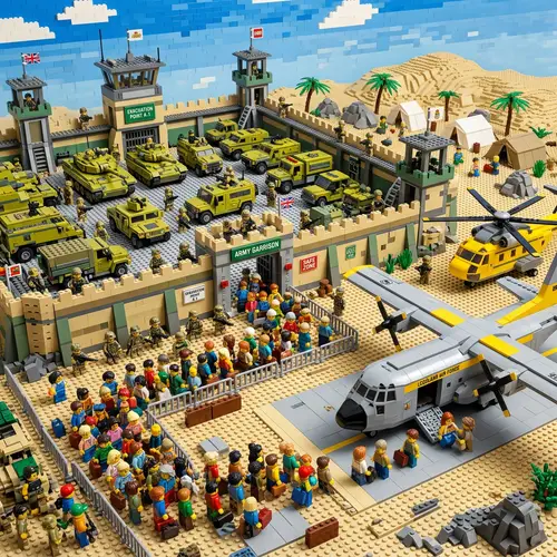 Modern Army Garrison Evacuation Point in Lego