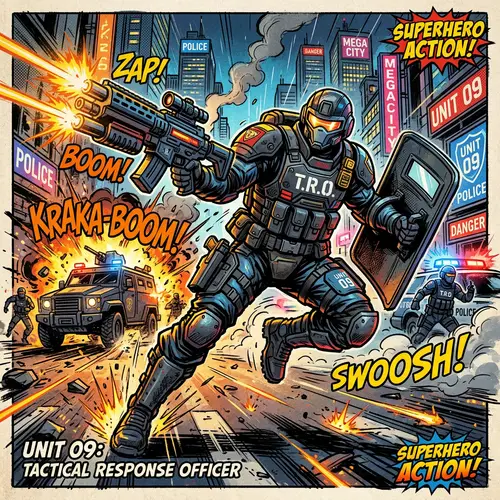 Dynamic LEGO SWAT Officer Minifigure Art