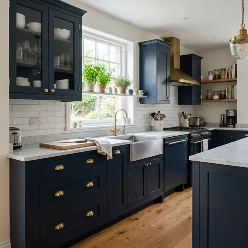 Elegant Dark Blue Cabinet Painting Ideas