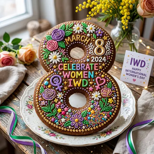 Number 8 Gingerbread Cookie for International Women's Day