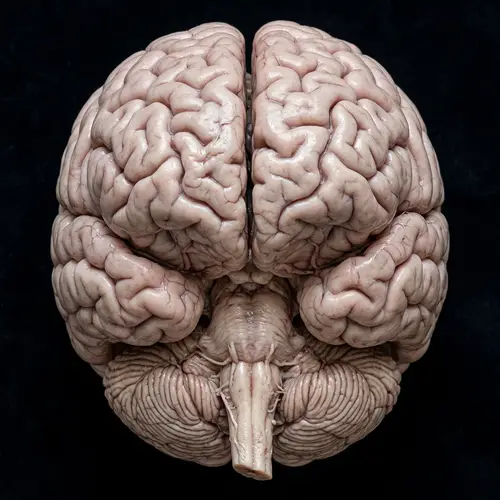 Detailed Human Brain Top-Down View | Pale Pink & Gray Palette
