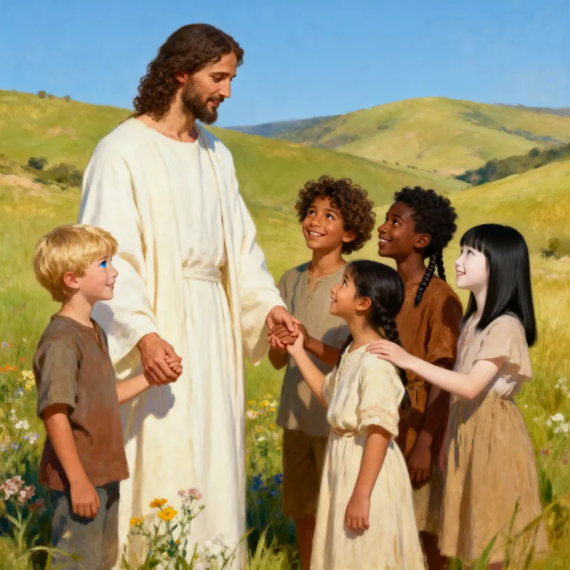 Jesus Among Children: A Serene Interaction Jesus Among Children: A Serene Interaction