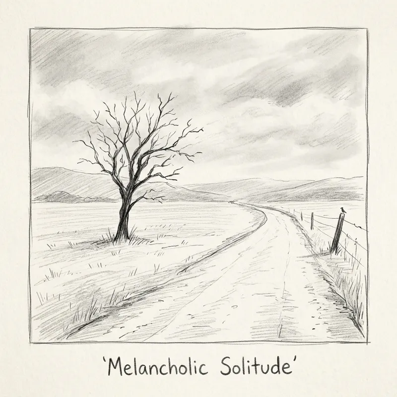 Capturing Melancholic Solitude: Pencil Sketch Inspiration