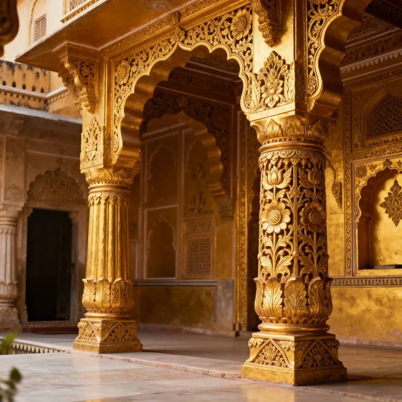 Rajasthani Golden Pillar: A Heritage Marvel Rajasthani Golden Pillar: A Heritage Marvel