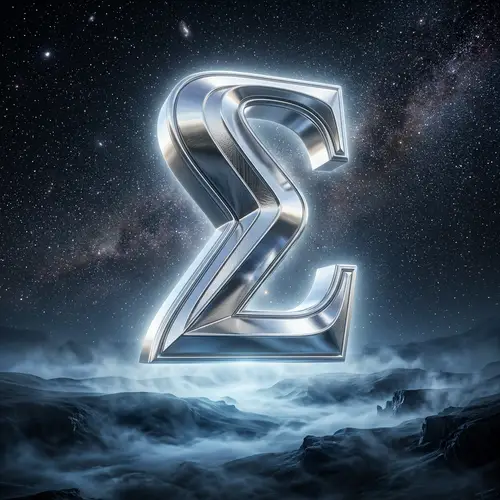 Majestic Silver 3D Sigma Symbol Amidst Starry Night Sky