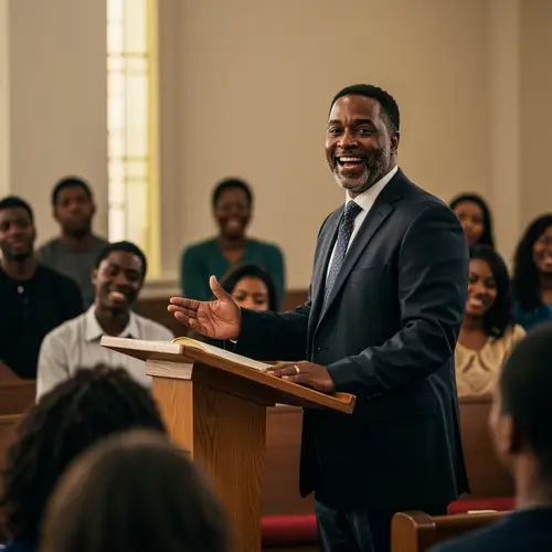 Inspiring Pastor Preaching AI Image