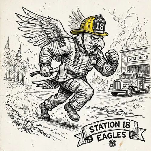 Muscular Eagle Firefighter Logo Design