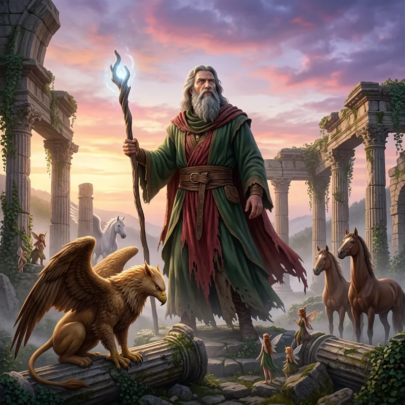 Legendary Figure Amongst Ancient Ruins | Heroic Mythical Persona