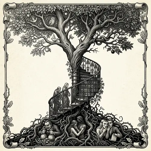 Spiral Staircase Illustration: Tree of Knowledge of Good and Evil