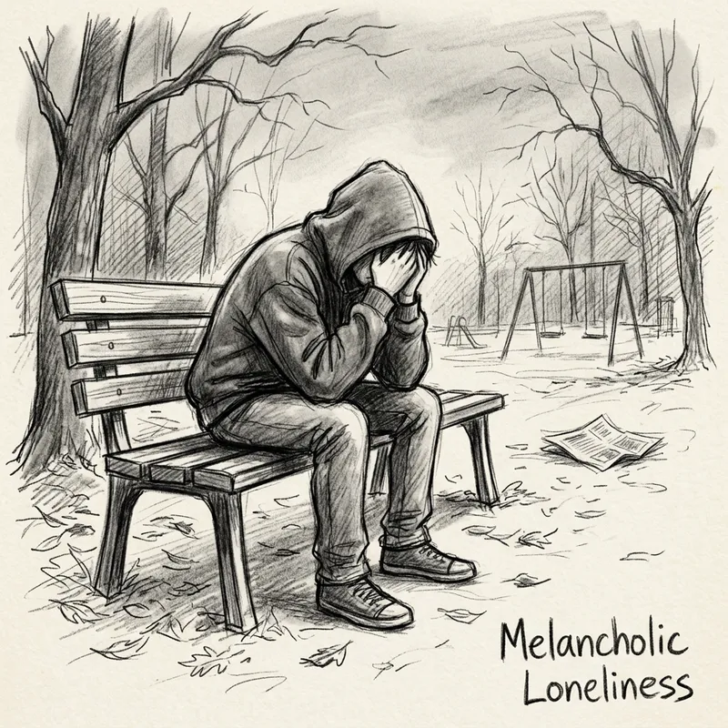 Melancholic Loneliness - Pencil Sketch: Embodying Melancholy