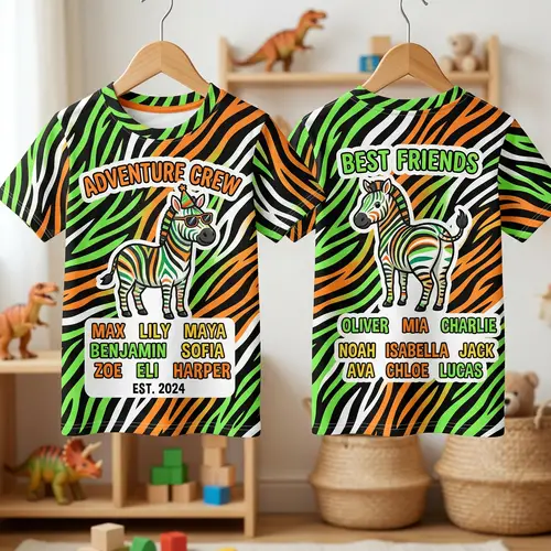 Kids Zebra Pattern T-Shirt for Ages 6-7