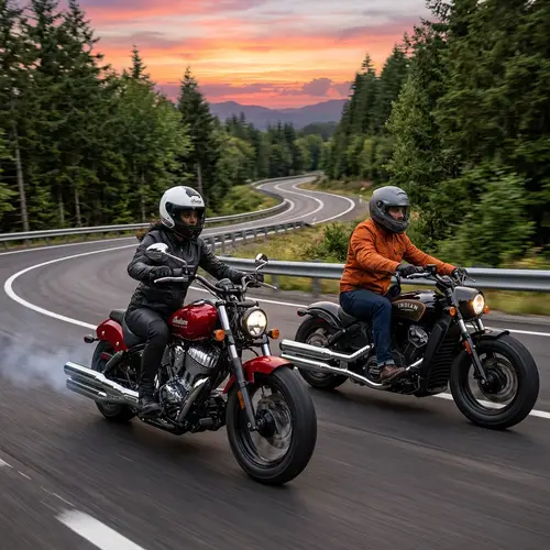 3D Indian Motorcycles Racing Through Scenic Landscape