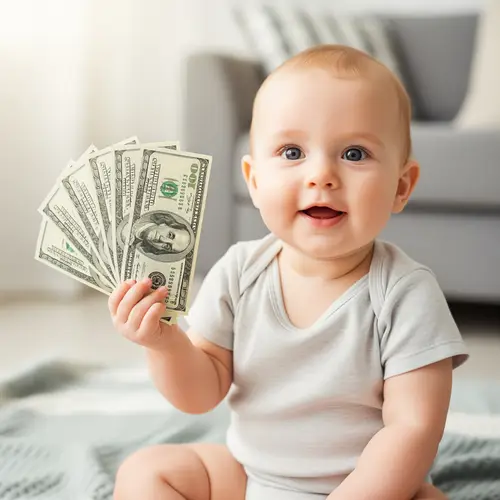 Realistic Baby Picture Holding Money