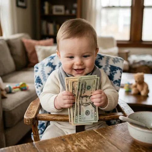 Realistic Baby Picture Holding Money