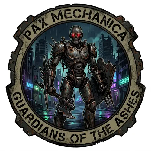 Horror-Themed Robotic Warrior Icon