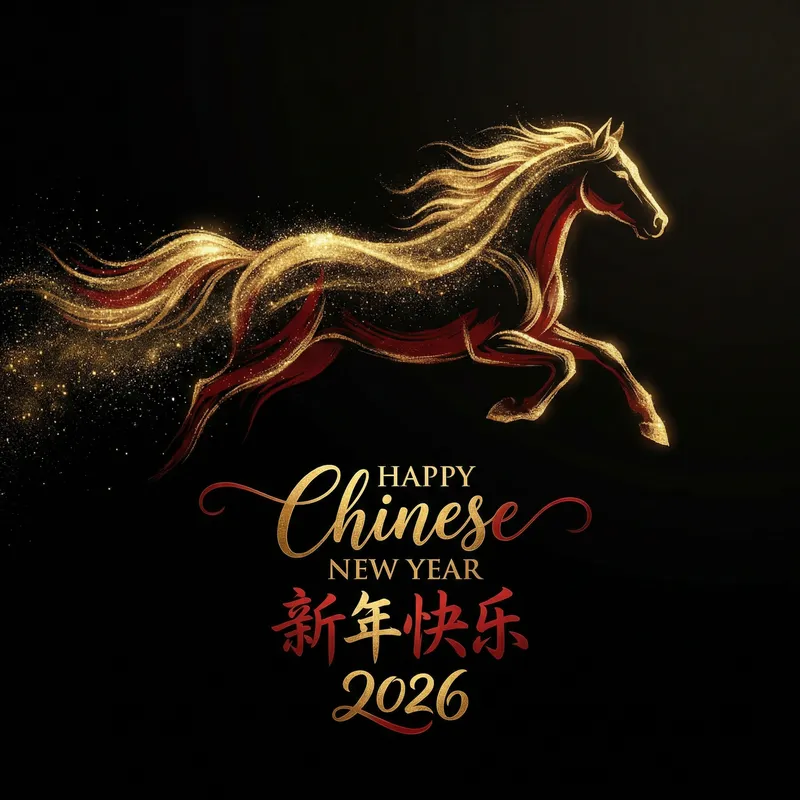 Galloping Horse Chinese New Year 2026 Design