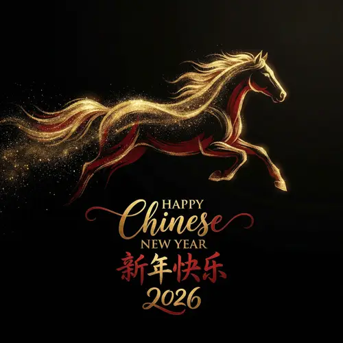 Galloping Horse Chinese New Year 2026 Design