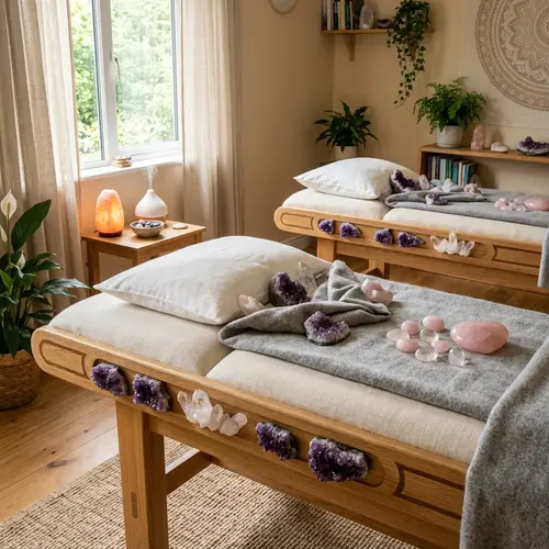 Realistic Therapy Stretchers for Reiki with Quartz, Amethyst, and Rose Quartz