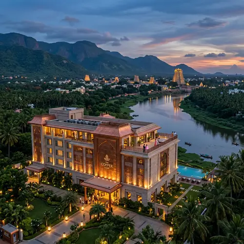 Luxurious Hotel in Tirunelveli | Elegant Copper-Hued Design