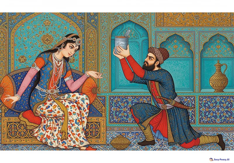 Qajar Style Persian Miniature Painting Details