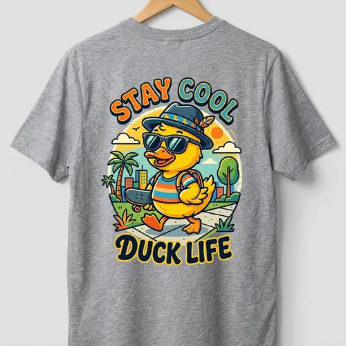 Adorable Yellow Duck Cartoon T-shirt Design