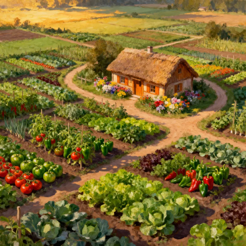 Aerial View of a Lush Vegetable Farm