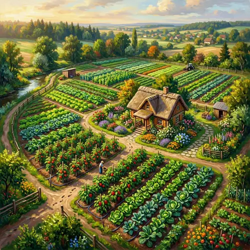Aerial View of a Lush Vegetable Farm