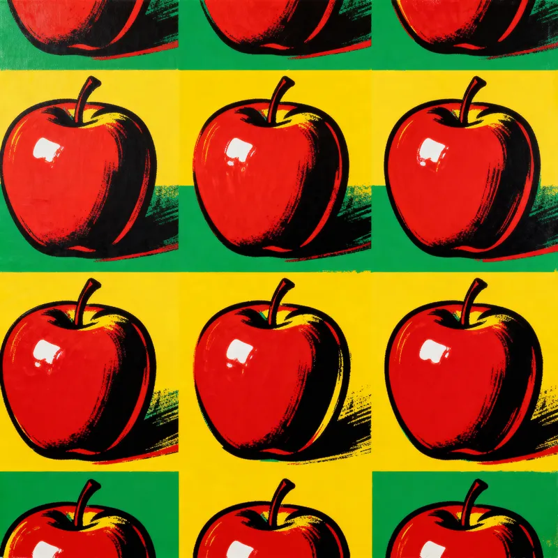 Pop Art Apple Illustration in Warhol Style