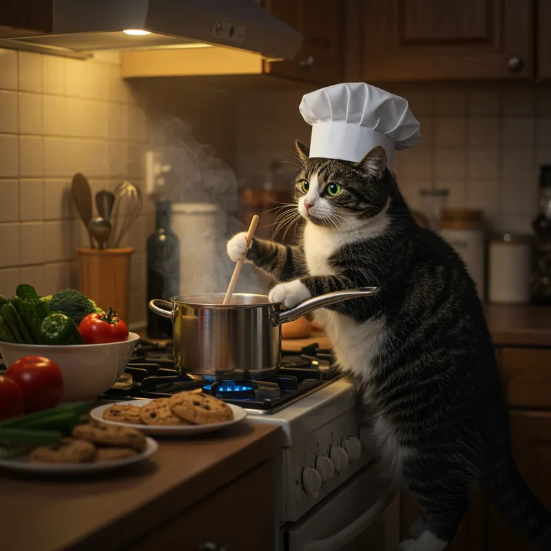Chubby Tuxedo Cat Cooking Tips