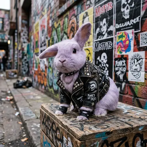Punk Bunny Rabbit in Leather Jacket