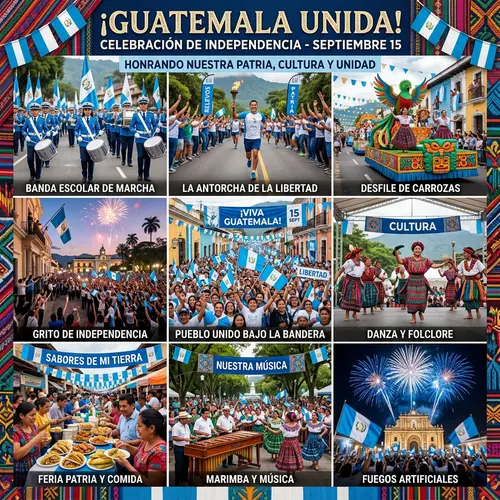 Patriotic Collage of Guatemala's September 15th Events