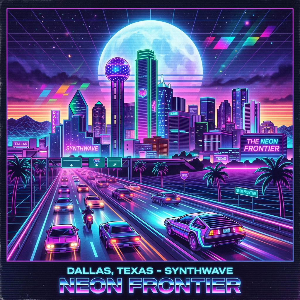 Dallas Texas Synthwave Animation Art | AI Art Generator | Easy
