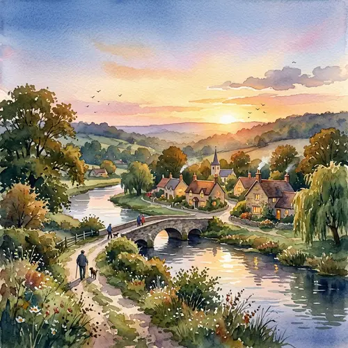 Evening Fishing in Watercolor: A Serene Scene