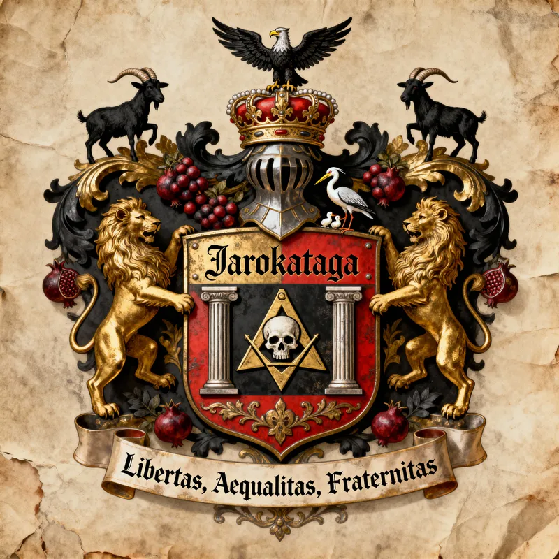 Medieval Family Crest Design with Lions and Symbols Medieval Family Crest Design with Lions and Symbols