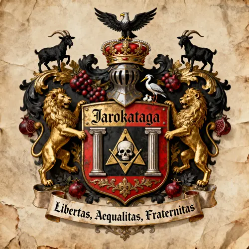 Medieval Family Crest Design with Lions and Symbols