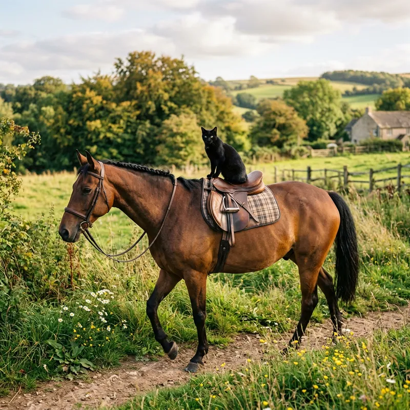 Black Cat Riding a Horse: A Unique Pairing Black Cat Riding a Horse: A Unique Pairing