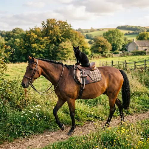 Black Cat Riding a Horse: A Unique Pairing