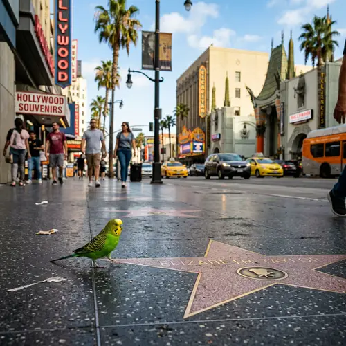 Parakeet Strolling the Streets of Los Angeles