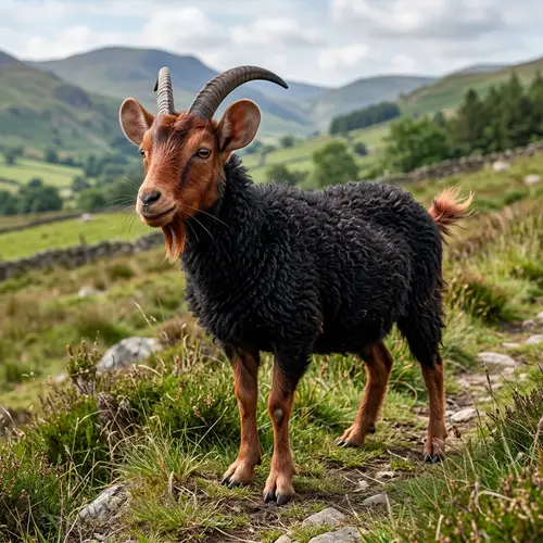 Unique Fusion of Black Sheep, Red Goat, and Mouse