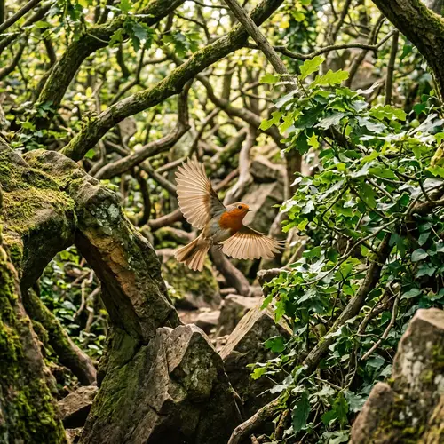 Adventurous Songbird Navigating Maze of Obstacles