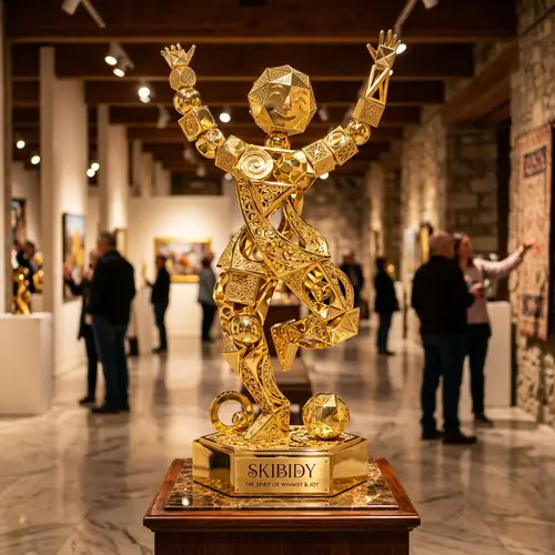 Skibidy de Oro - Shiny Golden Statue Evoking Joy and Whimsy