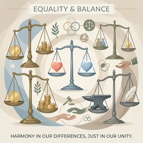 Abstract Concept of Equality: Harmony & Balance for Fairness