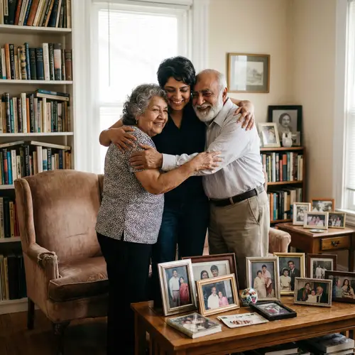 Heartwarming Family Hug in Cozy Home | Multicultural Scene