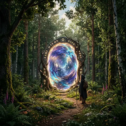 Enigmatic Portal in Majestic Forest | Mysterious Gateway