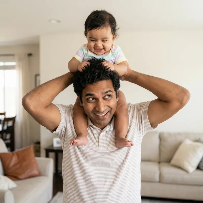 Adorable Baby Girl Sitting on Father's Head | Loving Father-Daughter Bond